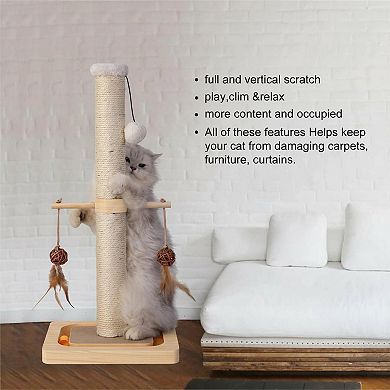 Nicate Cat Sisal Scratch Posts: Interactive Toys, Sturdy Vertical Scratcher for Indoor Cats