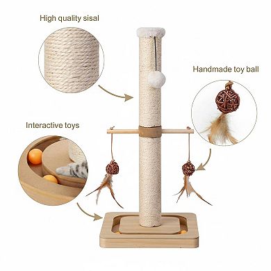 Nicate Cat Sisal Scratch Posts: Interactive Toys, Sturdy Vertical Scratcher for Indoor Cats