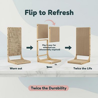 Nicate 2-pack L-shaped Vertical Cat Scratcher Cardboard Reversible Eco-friendly Furniture Protector