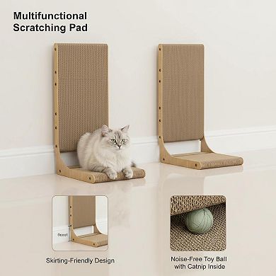 Nicate 2-pack L-shaped Vertical Cat Scratcher Cardboard Reversible Eco-friendly Furniture Protector