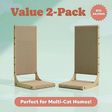 Nicate 2-pack L-shaped Vertical Cat Scratcher Cardboard Reversible Eco-friendly Furniture Protector