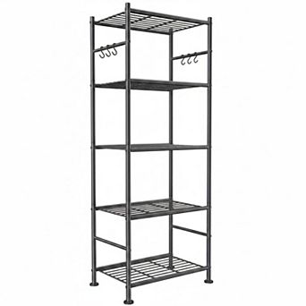 KAUFLY 5 tier Heavy-Duty Rack w/ Hooks & Feet, Wobble-Free for Garage&Bedroom