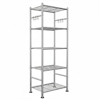 KAUFLY 5 tier Heavy-Duty Rack w/ Hooks & Feet, Wobble-Free for Garage&Bedroom