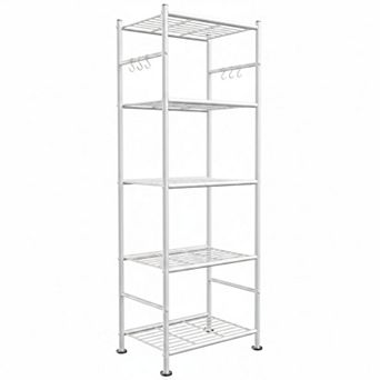 KAUFLY 5 tier Heavy-Duty Rack w/ Hooks & Feet, Wobble-Free for Garage&Bedroom