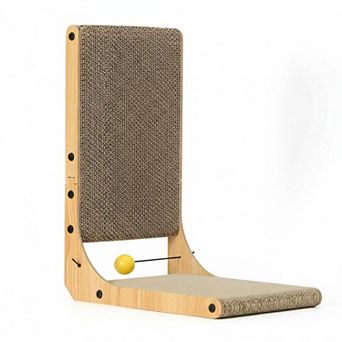 Nicate L Shape Cat Scratcher Wall Mounted: Cardboard with Ball, Large Size
