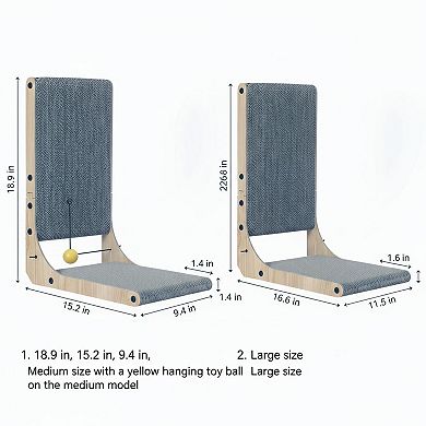 Nicate L Shape Cat Scratcher Wall Mounted: Cardboard with Ball, Large Size