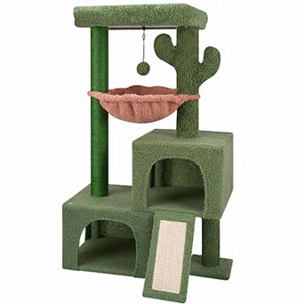 Nicate 37.4 in Cactus Cat Tree Tower: Perch, Hammock, Scratching Post & Balls