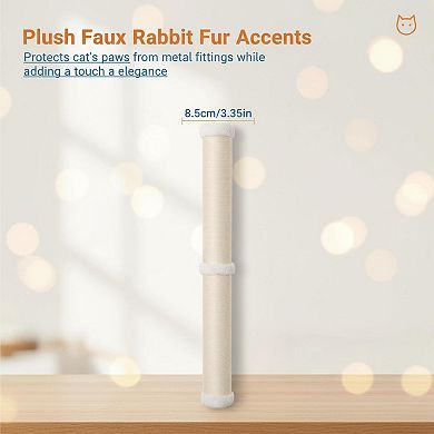Nicate 34'' Wall Mounted Cat Scratcher Sisal Pole 360° Rotatable Faux Rabbit Accents