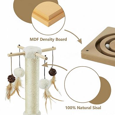 Nicate Cat Sisal Scratch Post with Tracking Ball Hanging Balls Spring Ball Interactive Toys