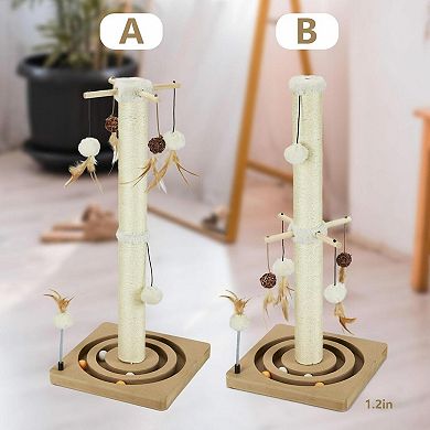 Nicate Cat Sisal Scratch Post with Tracking Ball Hanging Balls Spring Ball Interactive Toys