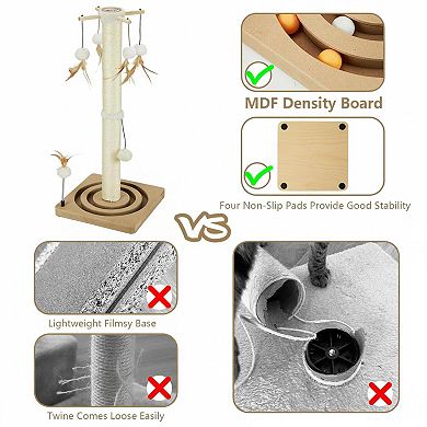 Nicate Cat Sisal Scratch Post with Tracking Ball Hanging Balls Spring Ball Interactive Toys