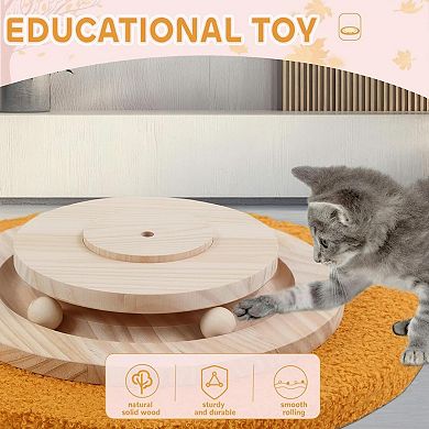 Nicate 45in Tall Sisal Cat Scratcher: Interactive Balls, Self Groomer, Solid Wood, Stable