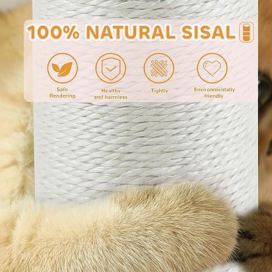Nicate 45in Tall Sisal Cat Scratcher: Interactive Balls, Self Groomer, Solid Wood, Stable