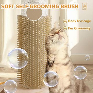 Nicate 45in Tall Sisal Cat Scratcher: Interactive Balls, Self Groomer, Solid Wood, Stable