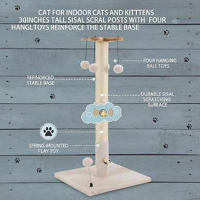 Nicate Cat Scratcher Sisal Posts: 4 Hanging Balls, Tree Hole, Two Installation Ways