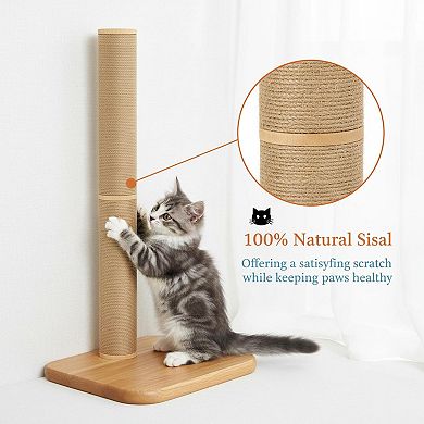 Nicate 34" Wall Mounted Cat Scratcher Wood Sisal Tall Sturdy Climbing Pole