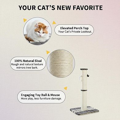 Nicate Heavy Duty Thick Sisal Rope Cat Scratching Post: Hanging Mice, Extra Tall