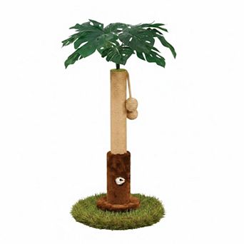 Nicate Cat Scratcher Palm Tree: Sisal Rope, 3D Monstera Leaves, Hanging Balls, Stable