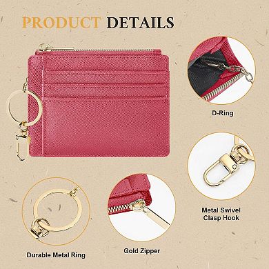 KAUFLY Women's Slim Front Pocket Card Case, 6 Slots & ID, Synthetic Leather with Keychain