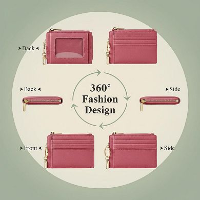 KAUFLY Women's Slim Front Pocket Card Case, 6 Slots & ID, Synthetic Leather with Keychain