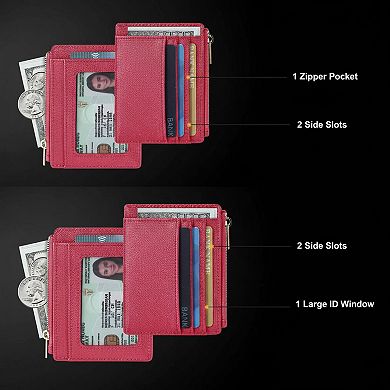 KAUFLY Women's Slim Front Pocket Card Case, 6 Slots & ID, Synthetic Leather with Keychain
