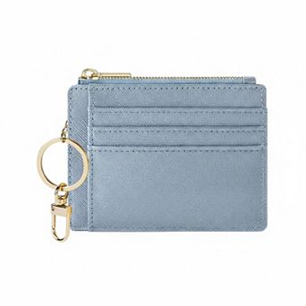 KAUFLY Women's Slim Front Pocket Card Case, 6 Slots & ID, Synthetic Leather with Keychain