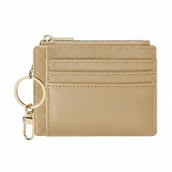 KAUFLY Women's Slim Front Pocket Card Case, 6 Slots & ID, Synthetic Leather with Keychain