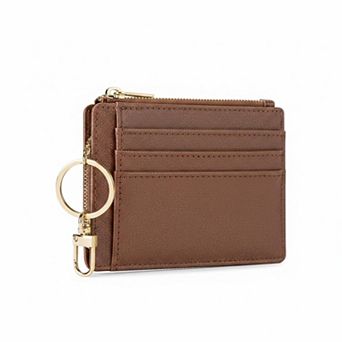 KAUFLY Women's Slim Front Pocket Card Case, 6 Slots & ID, Synthetic Leather with Keychain