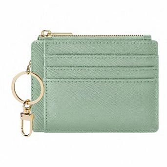 KAUFLY Women's Slim Front Pocket Card Case, 6 Slots & ID, Synthetic Leather with Keychain