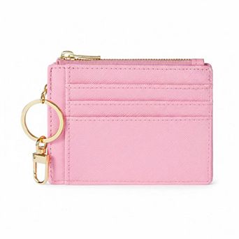 KAUFLY Women's Slim Front Pocket Card Case, 6 Slots & ID, Synthetic Leather with Keychain