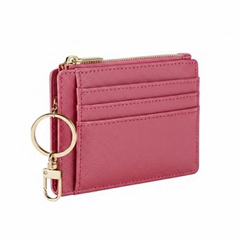 KAUFLY Women's Slim Front Pocket Card Case, 6 Slots & ID, Synthetic Leather with Keychain