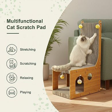 Nicate L Shaped Cat Scratcher Vertical Wall Couch Protection Cardboard 4 Balls Eco