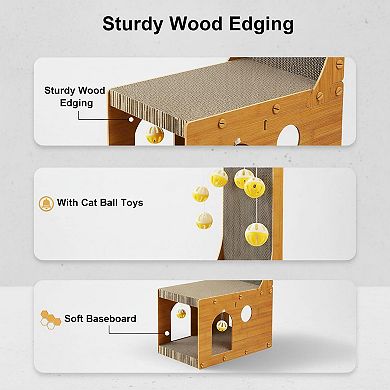 Nicate L Shaped Cat Scratcher Vertical Wall Couch Protection Cardboard 4 Balls Eco