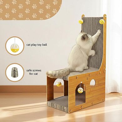 Nicate L Shaped Cat Scratcher Vertical Wall Couch Protection Cardboard 4 Balls Eco