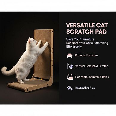 Nicate L Shaped Cat Scratcher 26.8 Inches Tall Sturdy Base for Kittens Adults