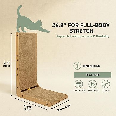 Nicate L Shaped Cat Scratcher 26.8 Inches Tall Sturdy Base for Kittens Adults
