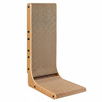 KAUFLY L-Shaped Cardboard Cat Scratcher with Ball,Durable Multifunctional Corrugated Paper
