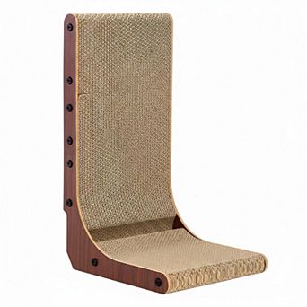 KAUFLY L-Shaped Cardboard Cat Scratcher with Ball,Durable Multifunctional Corrugated Paper