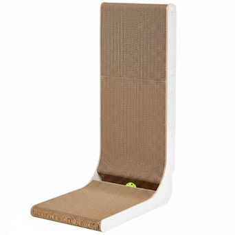 KAUFLY L-Shaped Cardboard Cat Scratcher with Ball,Durable Multifunctional Corrugated Paper