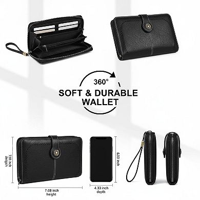 KAUFLY RFID Leather Clutch Purse & Phone Wallet for Women, Large Capacity