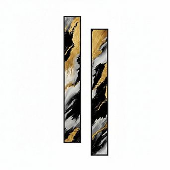 KAUFLY 2 pc Long Narrow Framed Abstract Wall Art