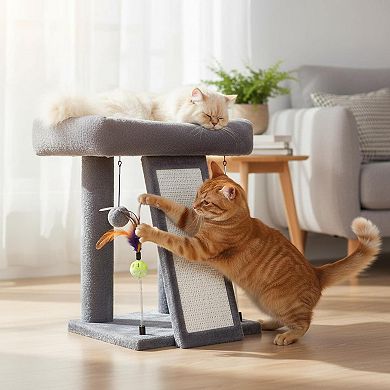KAUFLY Indoor Cat Tree Tower with Climbing Board,Playful Balls,Multifunctional&Comfortable