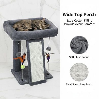 KAUFLY Indoor Cat Tree Tower with Climbing Board,Playful Balls,Multifunctional&Comfortable