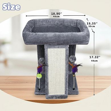 KAUFLY Indoor Cat Tree Tower with Climbing Board,Playful Balls,Multifunctional&Comfortable