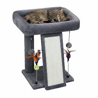 KAUFLY Indoor Cat Tree Tower with Climbing Board,Playful Balls,Multifunctional&Comfortable