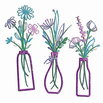 KAUFLY 3 pc Metal Flower Decor - Rustic Farmhouse Boho for Living Bedroom