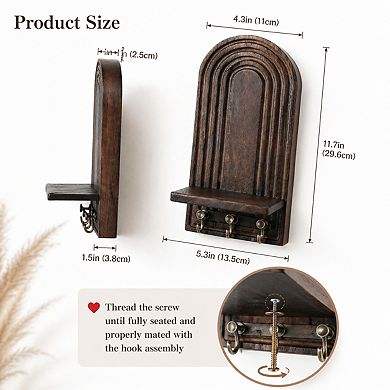 KAUFLY 3-in-1 Wooden Wall Organizer Planter Candle Sconces Hooks Boho Farmhouse Decor