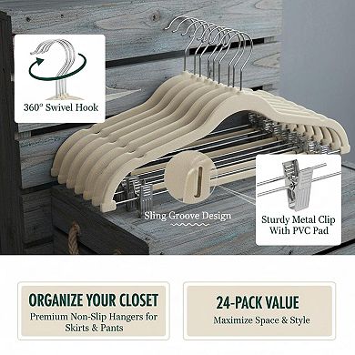 KAUFLY Ultra Thin Non Slip Skirt Hangers with Clips Space Saving Pants Jeans