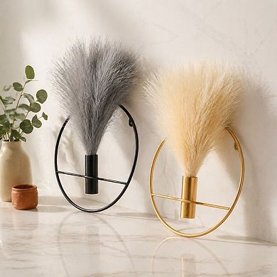 KAUFLY Boho Wall Decor Metal Art Artificial Pampas 2 Pack
