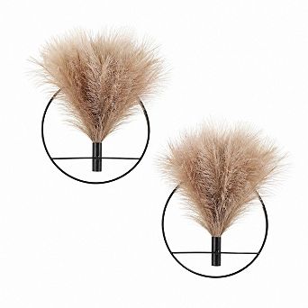 KAUFLY Boho Wall Decor Metal Art Artificial Pampas 2 Pack